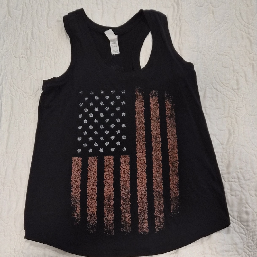 Nine-Line Tank Floral American Flag Design